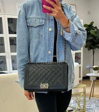 Load image into Gallery viewer, Chanel Large Black Calfskin Boy Bag