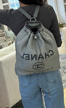 Load image into Gallery viewer, Chanel Grey Woven Raffia Deauville Large Backpack