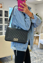 Load image into Gallery viewer, Chanel Large Black Calfskin Boy Bag