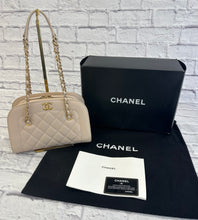 Load image into Gallery viewer, Chanel Beige Lambskin Zip Around Bowler Shoulder Bag