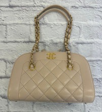 Load image into Gallery viewer, Chanel Beige Lambskin Zip Around Bowler Shoulder Bag