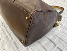 Load image into Gallery viewer, Chanel Vintage Brown Leather Diamond Stitch Duffle Bag