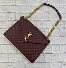 Load image into Gallery viewer, Saint Laurent Maroon Large Calfskin Shoulder Bag