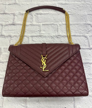 Load image into Gallery viewer, Saint Laurent Maroon Large Calfskin Shoulder Bag