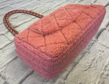 Load image into Gallery viewer, Chanel Pink Quilted Shearling and Tweed Medium Flap Bag