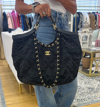 Load image into Gallery viewer, Chanel Black Nylon Quilted Maxi Shopping Tote