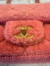 Load image into Gallery viewer, Chanel Pink Quilted Shearling and Tweed Medium Flap Bag