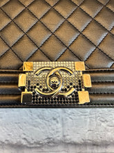 Load image into Gallery viewer, Chanel Metallic Grey Crystal Encrusted Medium Boy Bag
