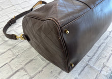 Load image into Gallery viewer, Chanel Vintage Brown Leather Diamond Stitch Duffle Bag