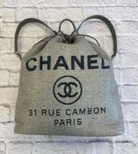 Load image into Gallery viewer, Chanel Grey Woven Raffia Deauville Large Backpack