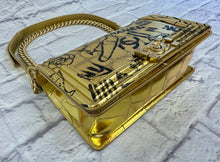 Load image into Gallery viewer, Chanel Egyptian Gold Croc Embossed Leather Graffiti Medium Boy Flap Bag
