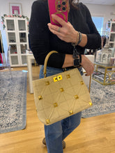 Load image into Gallery viewer, Valentino Beige Raffia Roman Rock Stud Top Handle
