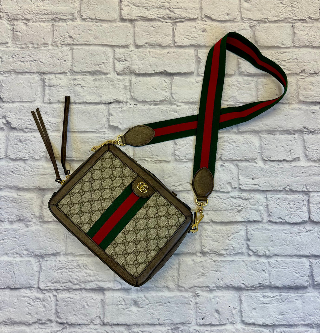 Gucci GG Supreme Monogram Web Small Ophidia Top Handle Shoulder/Crossbody