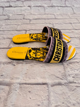 Load image into Gallery viewer, Christian Dior Yellow D-Way Slides, Size 37.5
