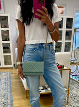 Load image into Gallery viewer, Chanel Pale Green Quilted Wallet On Chain
