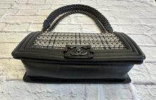 Load image into Gallery viewer, Chanel PVC Thread Woven Medium Black Boy Bag
