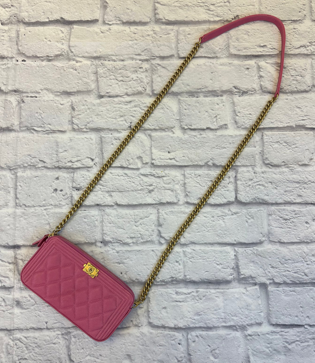 Chanel Pink Clutch On A Chain