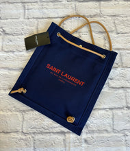 Load image into Gallery viewer, Saint Laurent Navy Canvas Backpack
