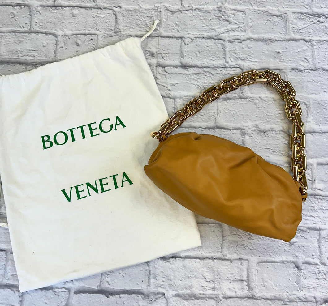Bottega Veneta Deep Yellow Camel Pouch with Chunky Chain