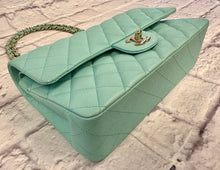 Load image into Gallery viewer, Chanel Tiffany Blue Caviar Quilted Medium Double Flap
