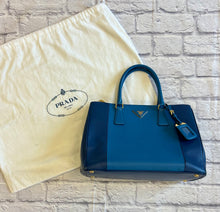 Load image into Gallery viewer, Prada Blue Bicolor Saffiano Tote
