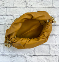 Load image into Gallery viewer, Bottega Veneta Deep Yellow Camel Pouch with Chunky Chain

