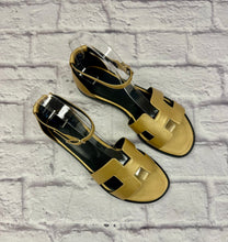 Load image into Gallery viewer, Hermes Gold Santorini Sandals SZ 36.5
