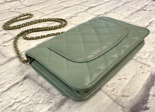 Load image into Gallery viewer, Chanel Pale Green Quilted Wallet On Chain
