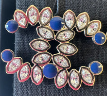 Load image into Gallery viewer, Chanel Blue &amp; Crystal Gold Earrings

