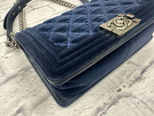 Load image into Gallery viewer, Chanel Medium Navy Velvet Boy Bag

