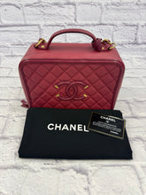 Load image into Gallery viewer, Chanel Large Burgundy CC Filigree Vanity Case
