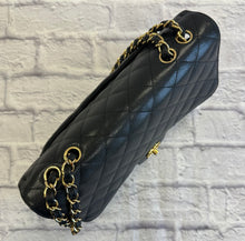 Load image into Gallery viewer, Chanel Black Caviar Jumbo Single Flap Gold Toned Hardware
