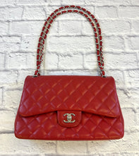 Load image into Gallery viewer, Chanel Red Caviar Quilted Jumbo Double Flap
