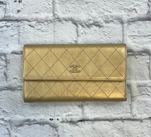 Load image into Gallery viewer, Chanel Vintage Gold Stitch Flap Wallet
