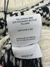 Load image into Gallery viewer, White + Warren Plush Alpaca Blend Nordic Crewneck Black &amp; White SZ Large
