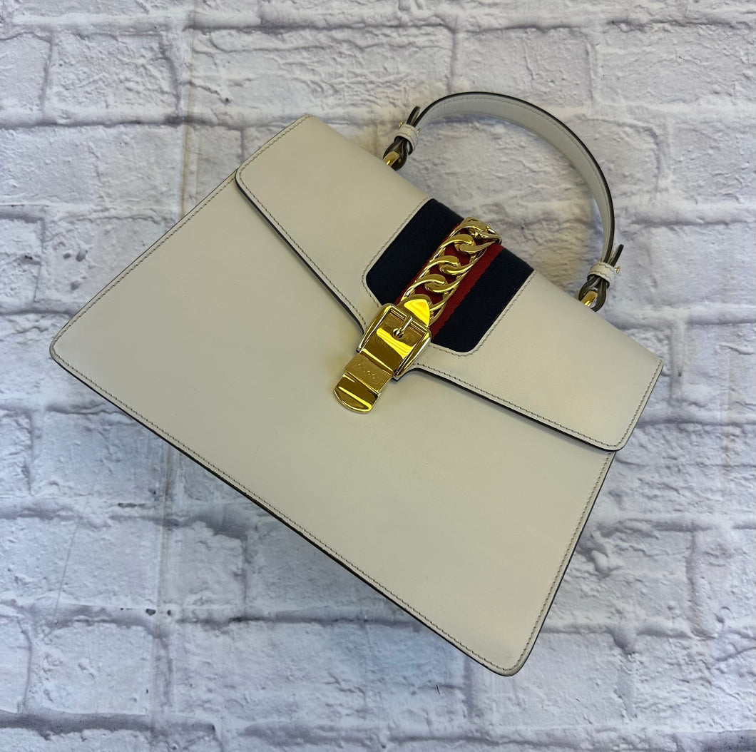 Gucci White Leather Medium Sylvie