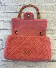Load image into Gallery viewer, Chanel Pink Quilted Shearling and Tweed Medium Flap Bag
