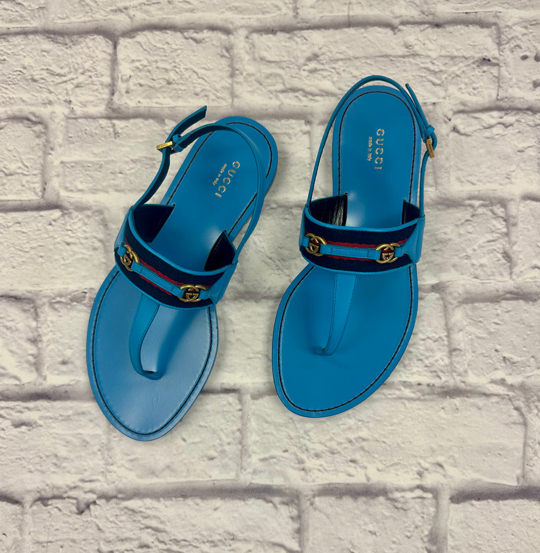 Gucci Interlocking G Web Sandal SZ 37.5