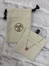 Load image into Gallery viewer, Hermes H Pop Necklace- Silver and Pink, NEW
