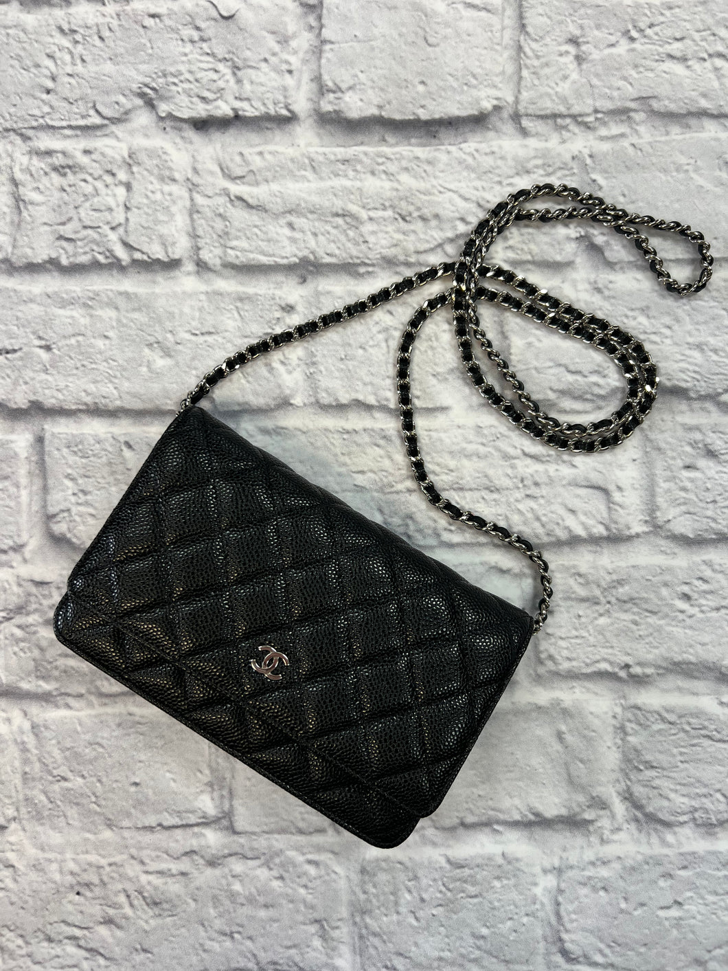 CHANEL Caviar Quilted Wallet on Chain WOC Black 1303693