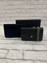 Load image into Gallery viewer, Chanel Black Caviar Leather Wallet on chain, Gold Hardware

