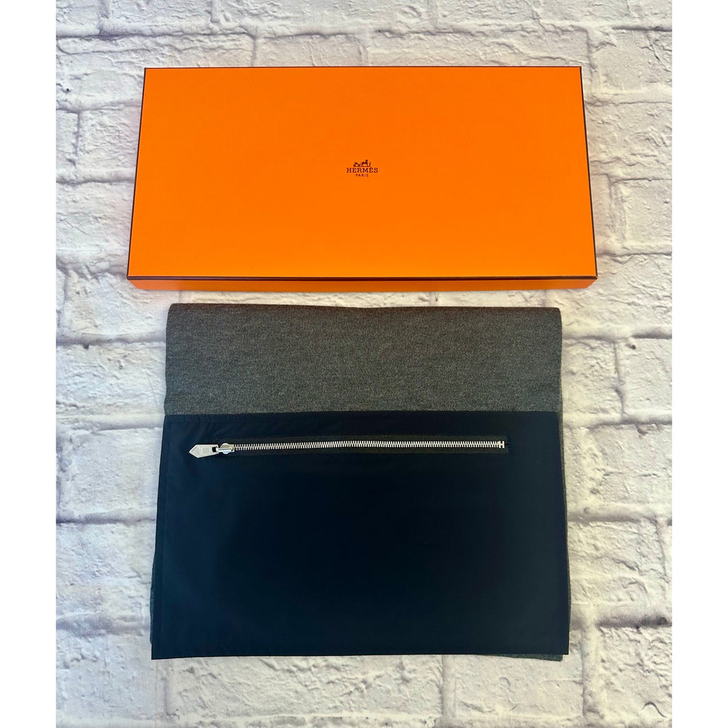 Hermes Silk & Cashmere Grey Scarf