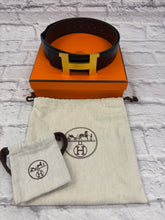 Load image into Gallery viewer, Hermes Box Togo Leather Martelee H 32mm Belt Sz 85
