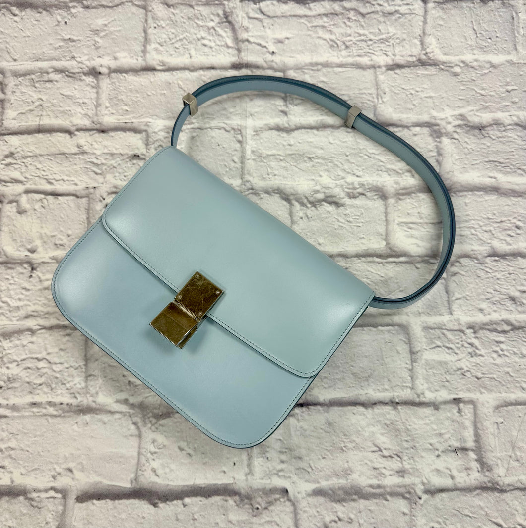 Celine Pale Blue Calfskin Medium Box Bag