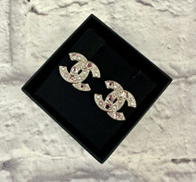 Load image into Gallery viewer, Chanel CC Silver Crystal &amp; Pearl Earrings
