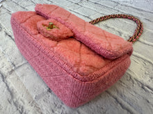 Load image into Gallery viewer, Chanel Pink Quilted Shearling and Tweed Medium Flap Bag
