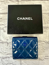 Load image into Gallery viewer, Chanel Blue Patent Quilted Compact Wallet
