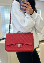 Load image into Gallery viewer, Chanel Red Caviar Quilted Jumbo Double Flap
