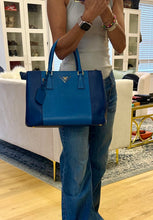 Load image into Gallery viewer, Prada Blue Bicolor Saffiano Tote
