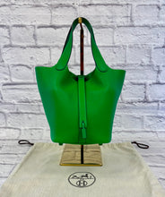 Load image into Gallery viewer, Hermes Picotin Lock 18 Bamboo Clemence Leather Metallic Green Hardware
